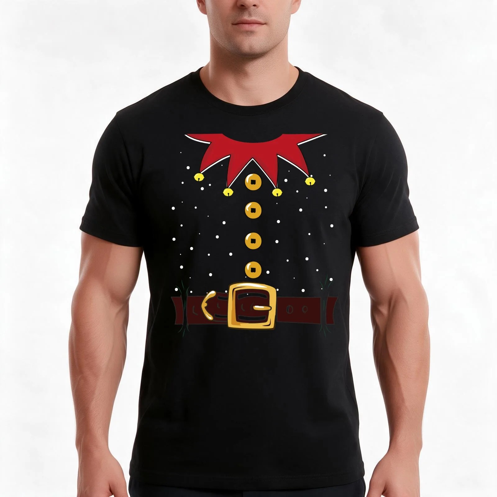 Christmas Elf Costume Imitation Elf Themed Xmas Gifts T-Shirt, Summer Casual Cotton Tee, Oversized Streetwear Tops, 100% Cotton
