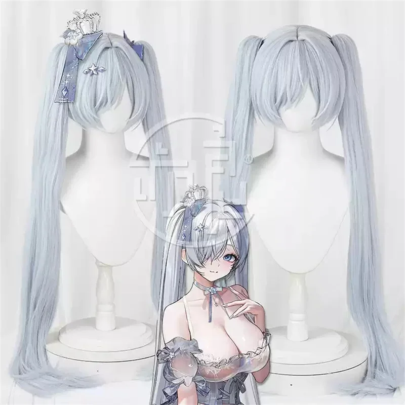 

Goddess of Victory: Nikke Cinderella Glass Princess Cosplay Wig Grey Double Ponytail Long Hair Synthetic Wig+Wig cap