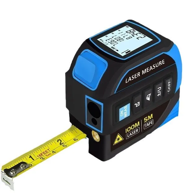 

Vibration four-in-one marking line ranging multi-functional laser tape measure 5m steel tape measure handheld lithium battery