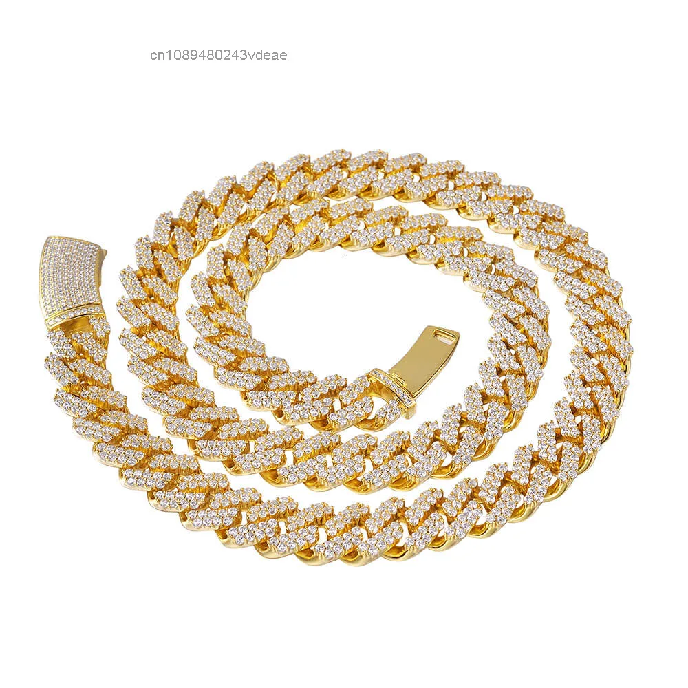 8mm 12mm 15mm 18mm 20mm Moissanite High Quality Hand Made 925 Sterling Silver Cuban Link Chain Pass Diamond Tester.