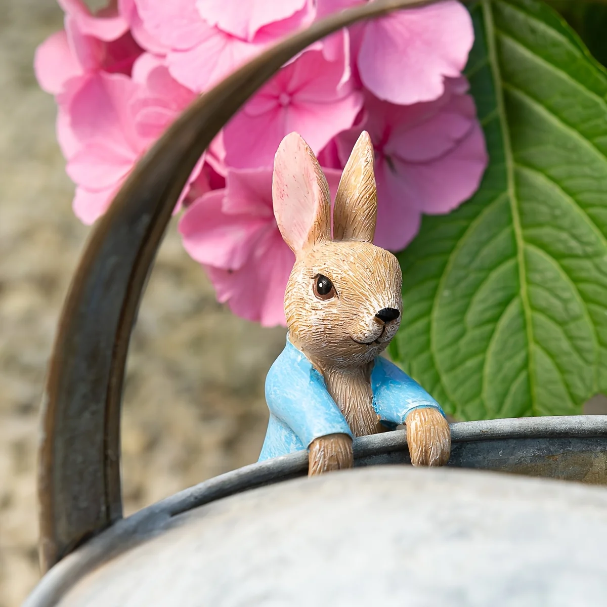 1Pc Resin Sculpture Rabbit Garden Decoration, Outdoor Animal Resin Statue, Suitable for Gardens, Lawns, and Patios - No Batteries Required, Indoor, Outdoor, Outdoor Garden Decorations