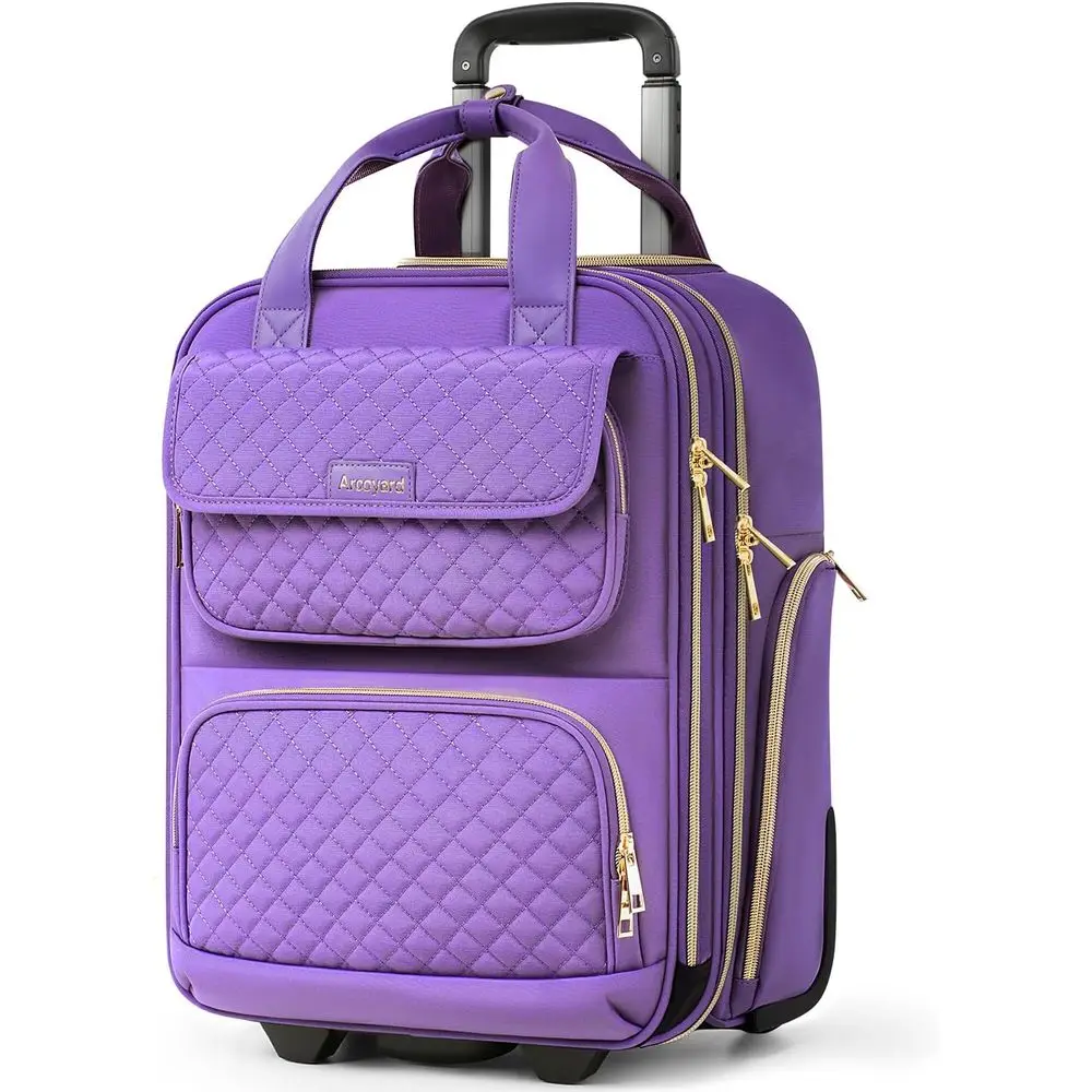 

16 Lightweight Underseat Carry-On Luggage with Wheels, Airline Approved, Multi-Functional Personal Item Bag for Overnight Travel