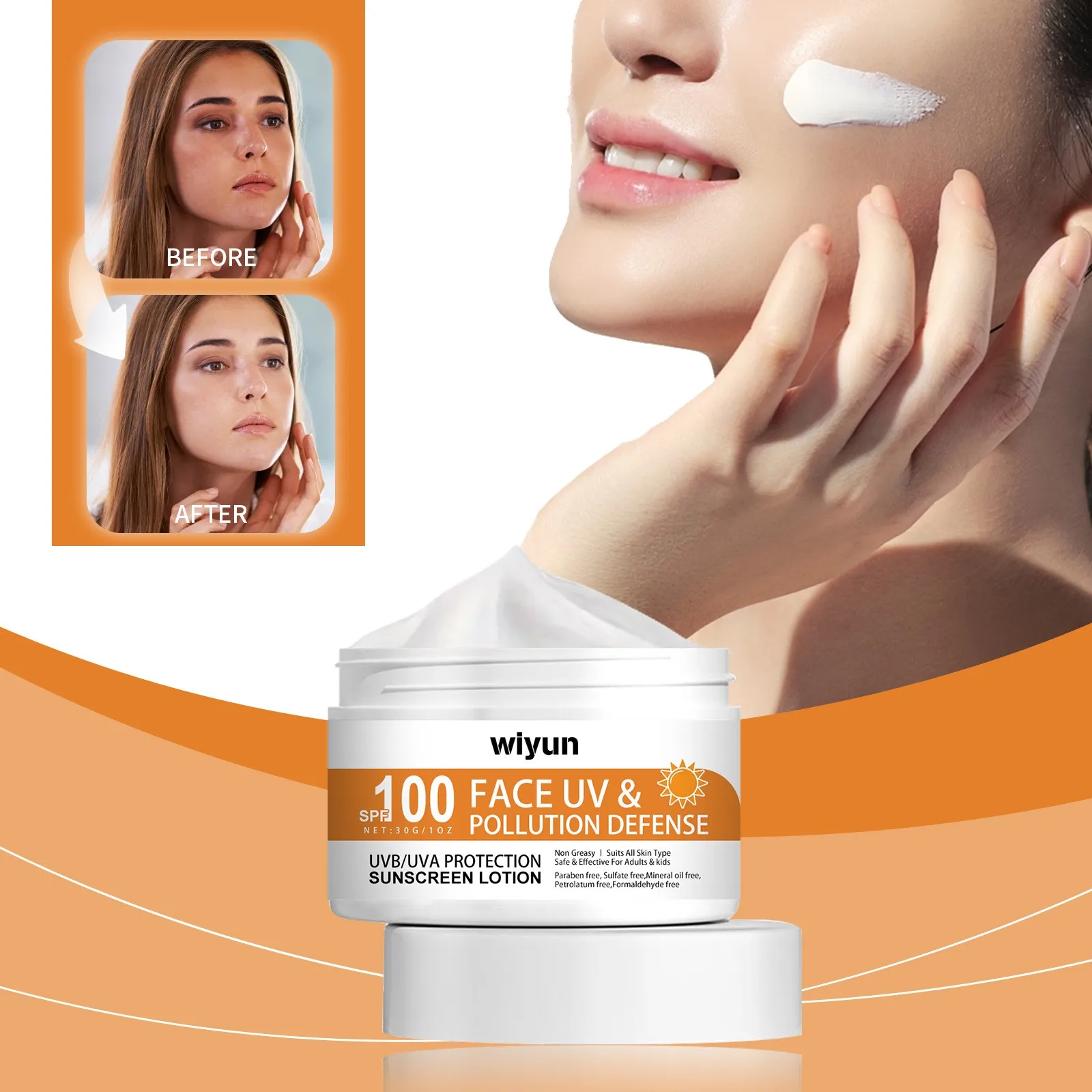 2024 New Sunscreen Face Sun Lotion With Spf100 Moisturizing Sunscreen Lotion For Face And Body Refreshing And Non Greasy 30g