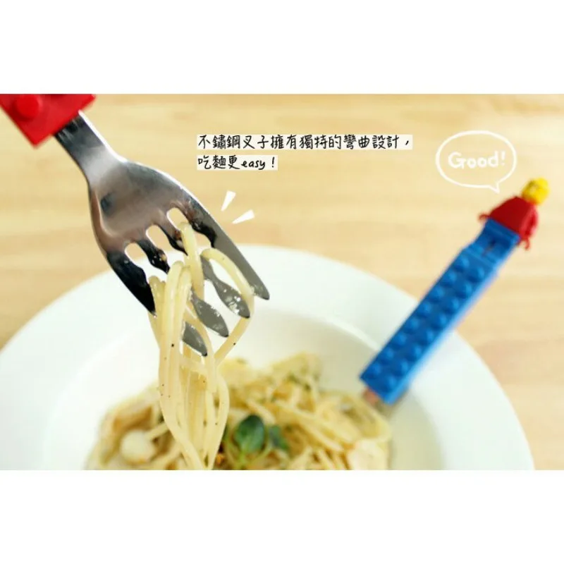 Creative Building Blocks Stainless Steel Cutlery Set Fork and Spoon Assembled Fun Educational Portable Children’s Utensils