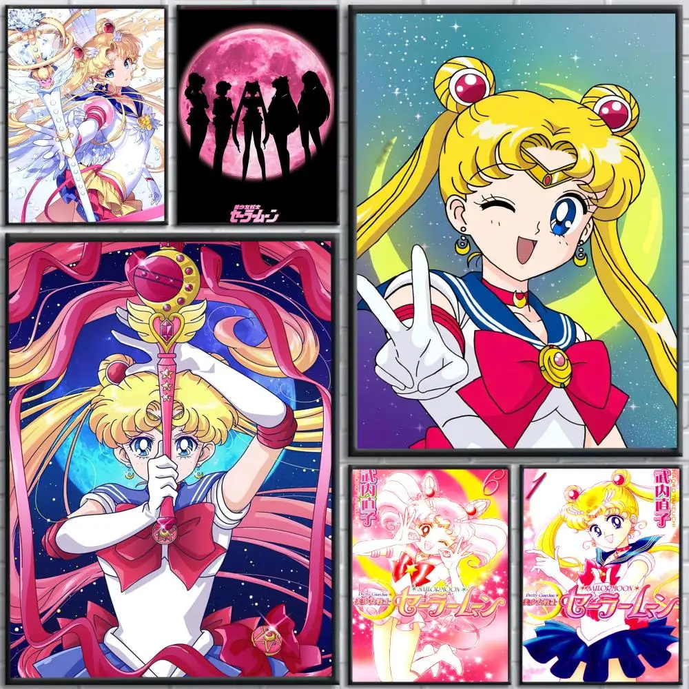 Anime S-Sailor M-MoonS Poster Art Painting Poster With Prints Home Bedroom Living Room Decoration