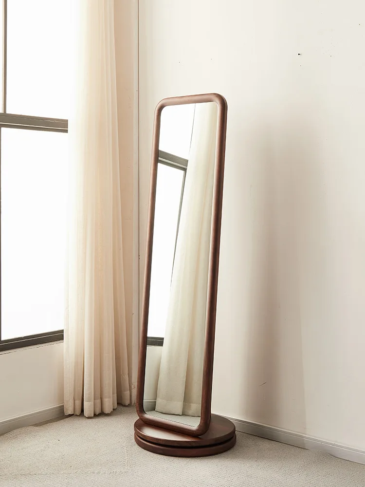 

Ebony wood, full-length mirror all over the floor, solid wood, rotatable home entrance, clothes and hats