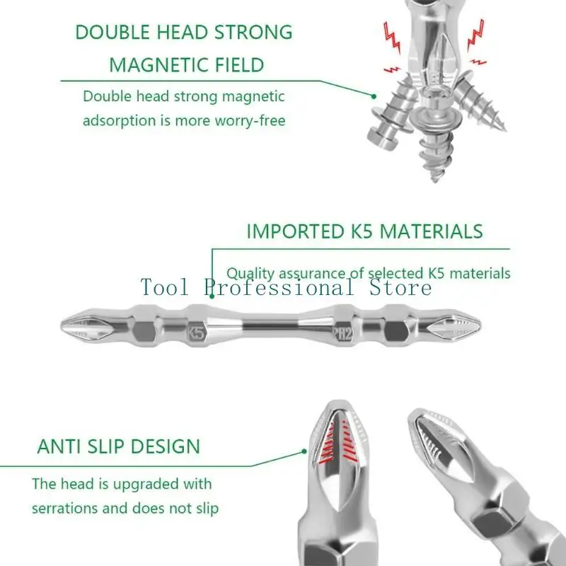 57QF Magnetic Drill Screwdriver Bit 65mm 100mm Double for Head for Cross Bit Strong Magnetic Batch 10 Packs Strong Magnetism