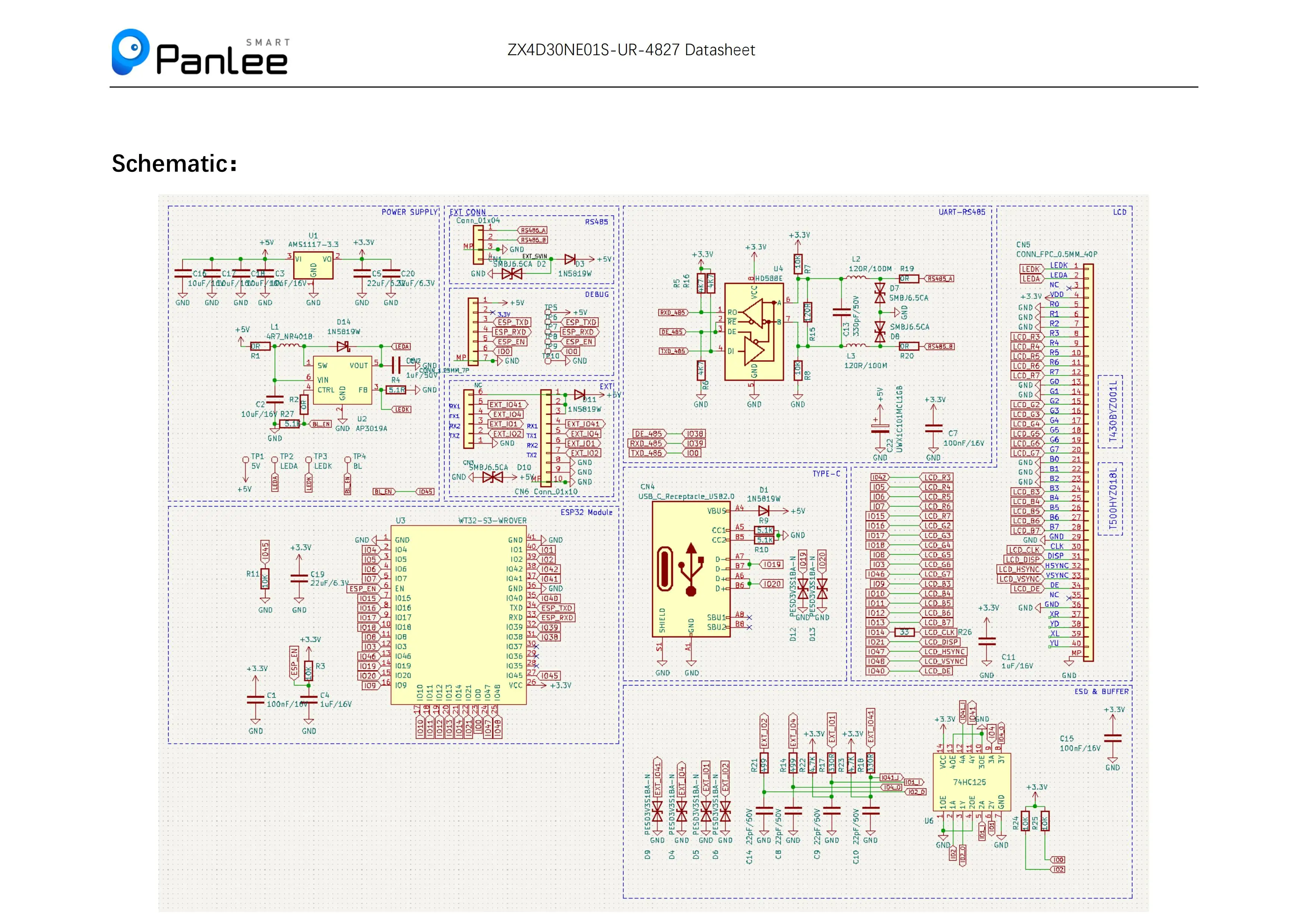 4,3 Zoll serielle Bildschirm ESP32-S3 lösung 480*272 Auflösung WLAN/Bluetooth RS485 – Detail 7