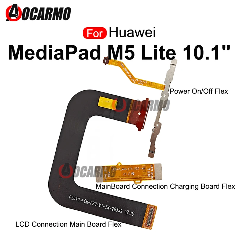 Power Button Flex Headphone Jack + LCD Screen Connection Main Board Flex Cable For Huawei Mediapad M5 Lite 10.1