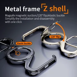 Metal Z Type Mag_netic Case For iPhone 17 15 14 16 Pro Max 17Pro Aluminum Alloy Rimless Magsafe Snap-on Bracket Shockproof Cover