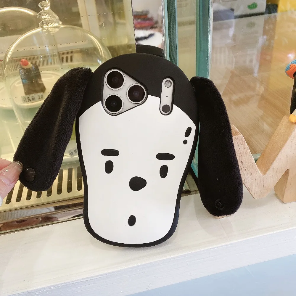 Adorable Dog Phone Case with Hand Strap for iPhone 13 14 15 16 17 Pro Max Plus, Cute Animal Design