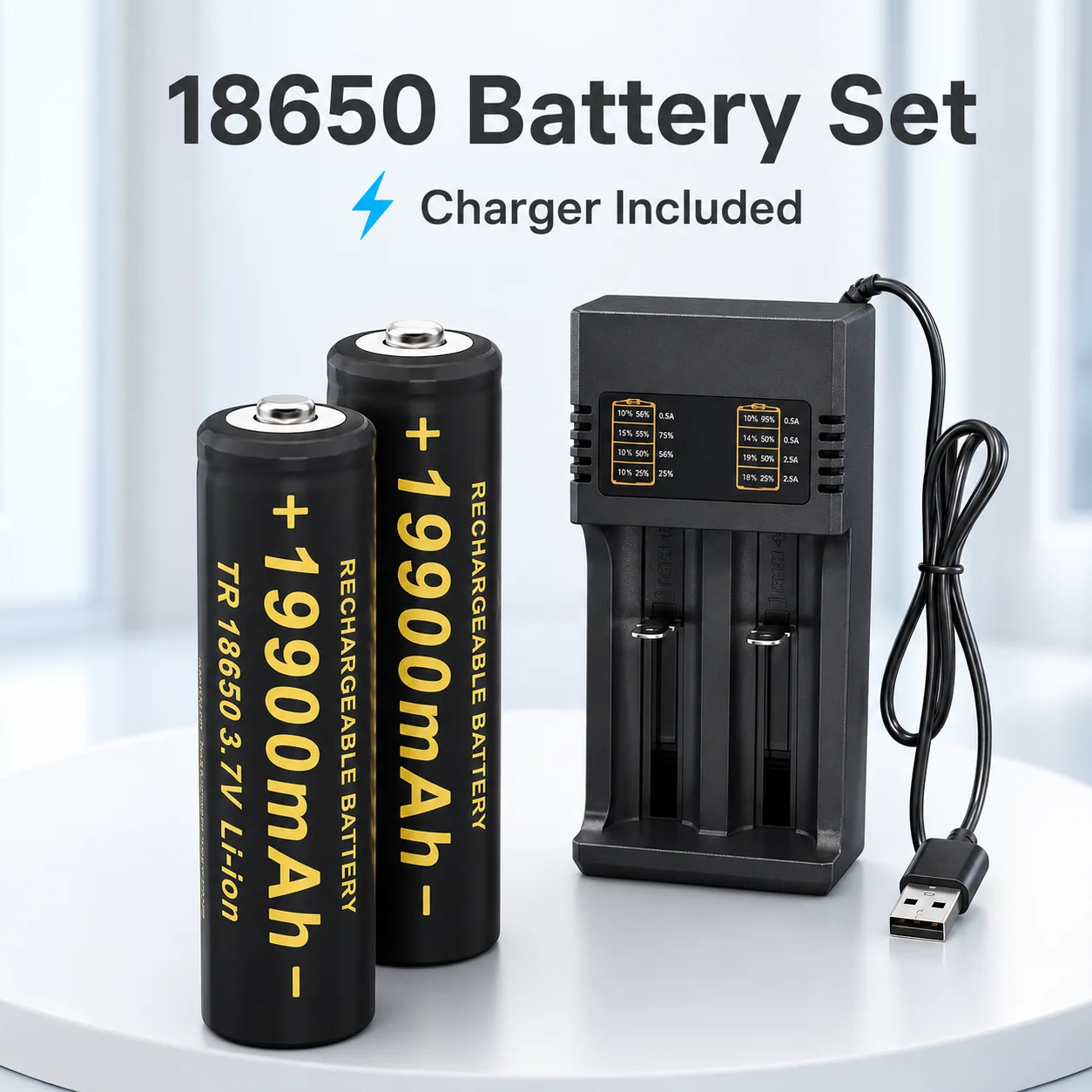 18650 3.7V 19900mAh Rechargeable Lithium Battery Pack With 201 Charger For High Power Flashlight Torch Electronic Lighting