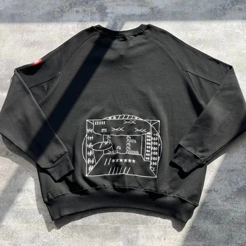 Simple Fashion Embroidered Black Hooded Sweatshirt Cavempt Hoodie Loose Round Neck C.E Top