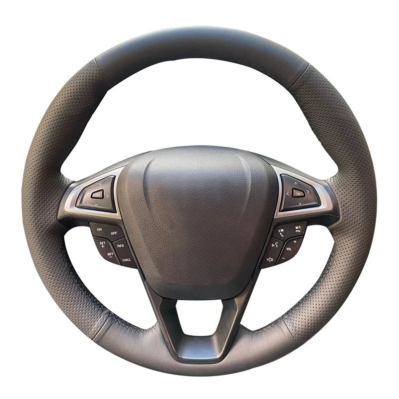 Hand Sewing Leather Braid Car Steering Wheel Cover For Ford Mondeo Fusion S-Max 2013-2019 EDGE Galaxy 2015-2019 Car Accessories
