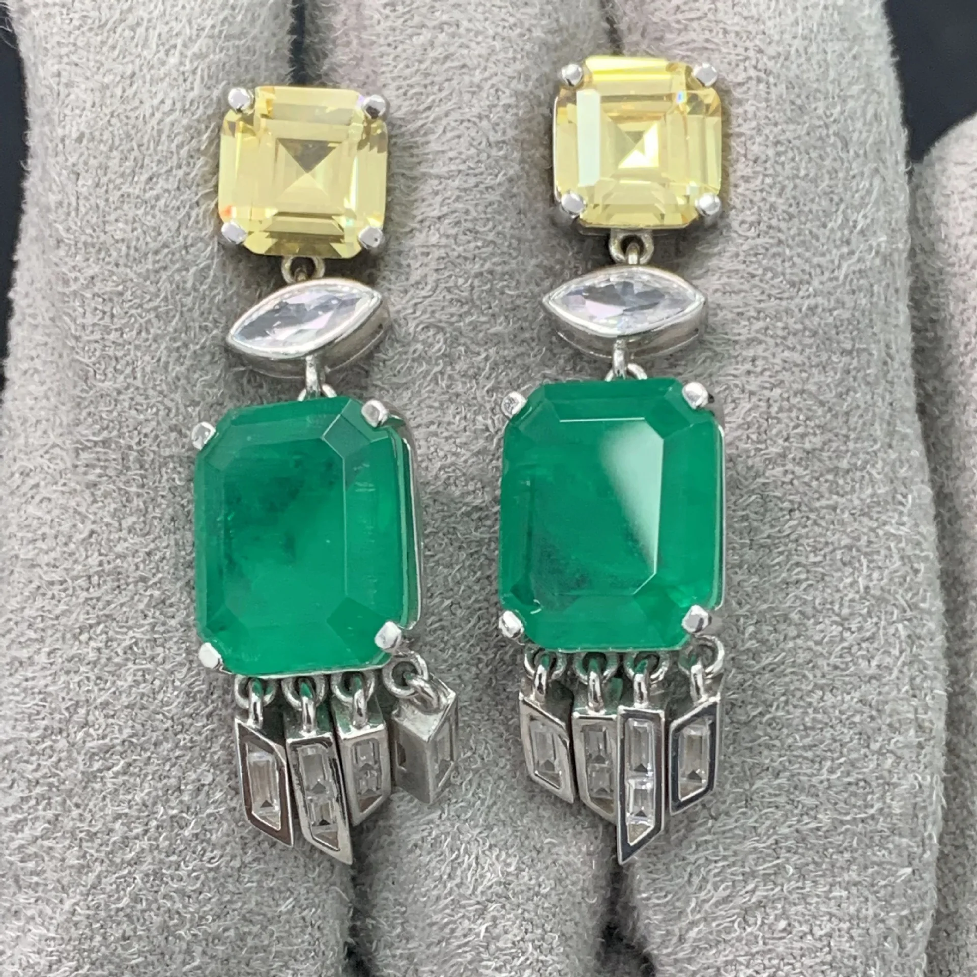 WUIHA 100% 925 Sterling Silver Asscher Cut Citrine Emerald Lab Sapphire Gemstones Drop Dangle Earrings Anniversary Fine Jewelry image 3