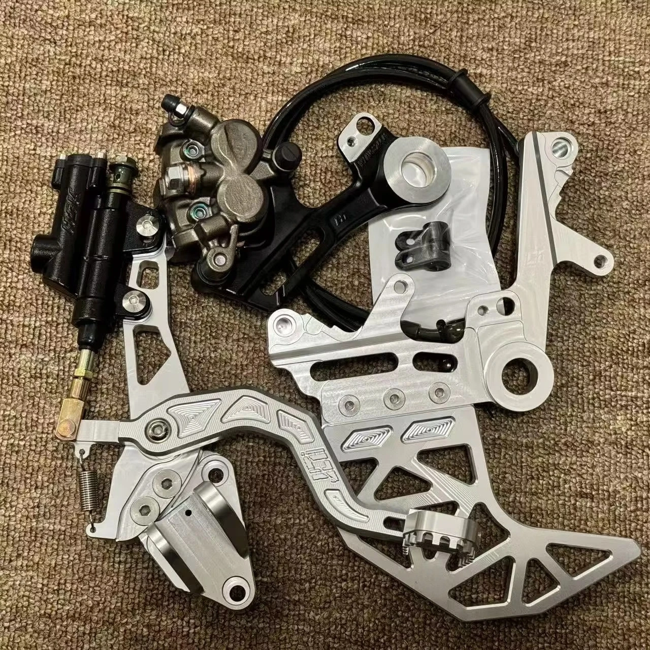 

240mm Rear Foot Brake Kit Dual Caliper Brackets and Calipers