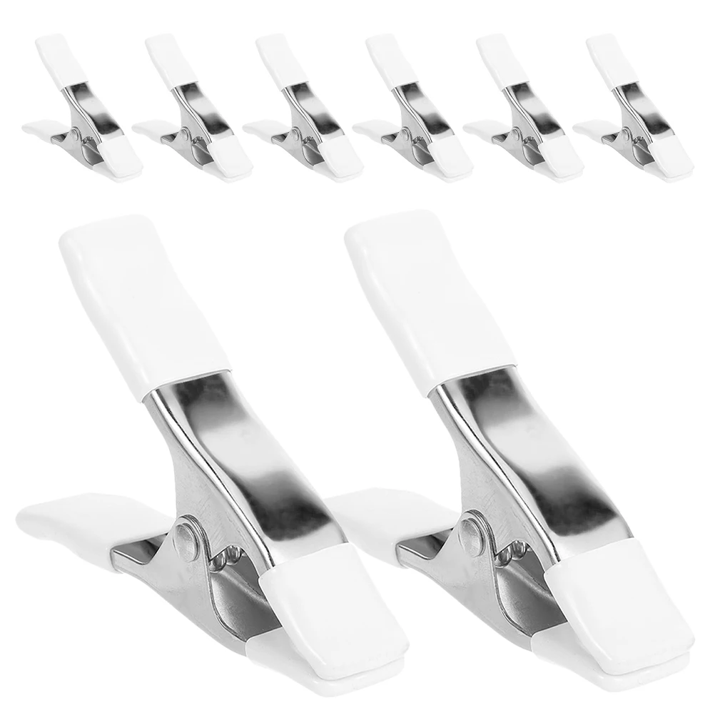 

8pcs Spring Clamps A shaped Nickel Plated Heavy Duty backdrop clips for woodworking PVC protected photographic st silver 4 inch