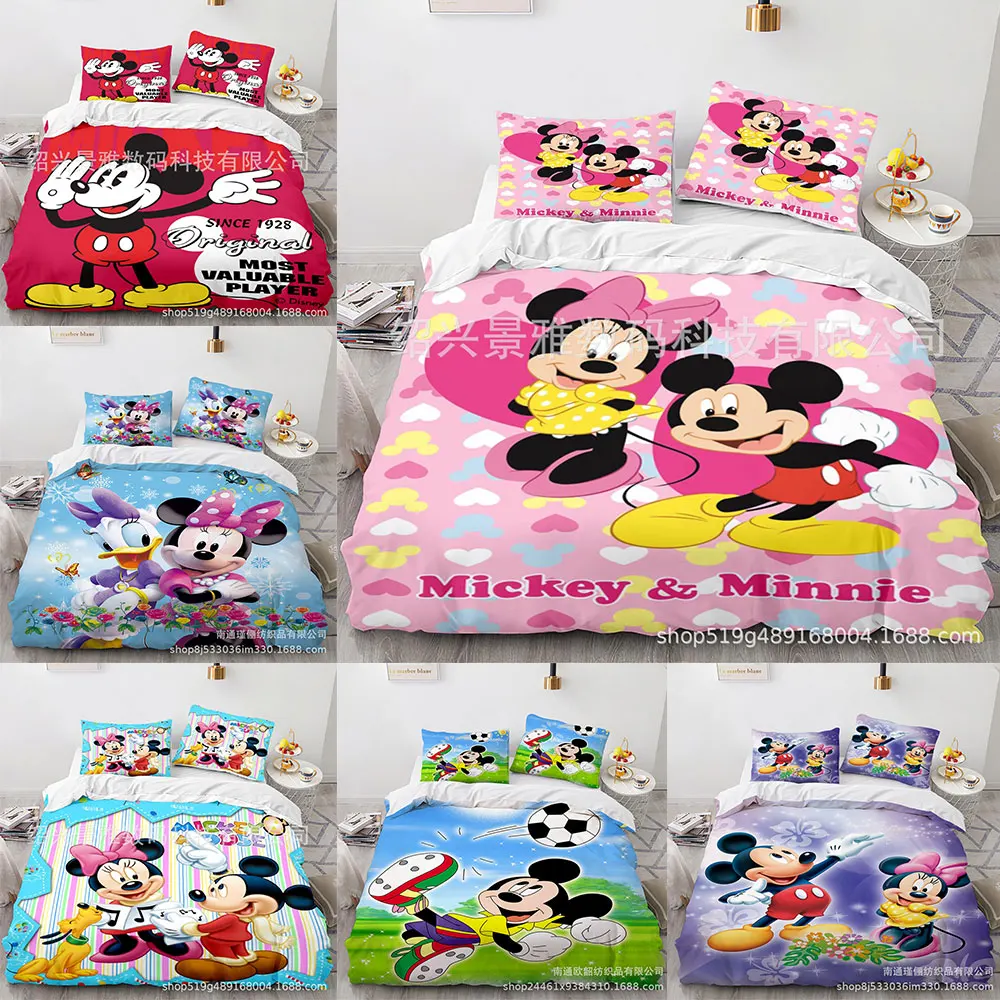 

Mickey Minnie Mouse Bedding Sets Comforter Quilt Bed Cover Duvet Cover Pillow Case 2-3 Pieces Sets Kids Adult Size Home Supplies