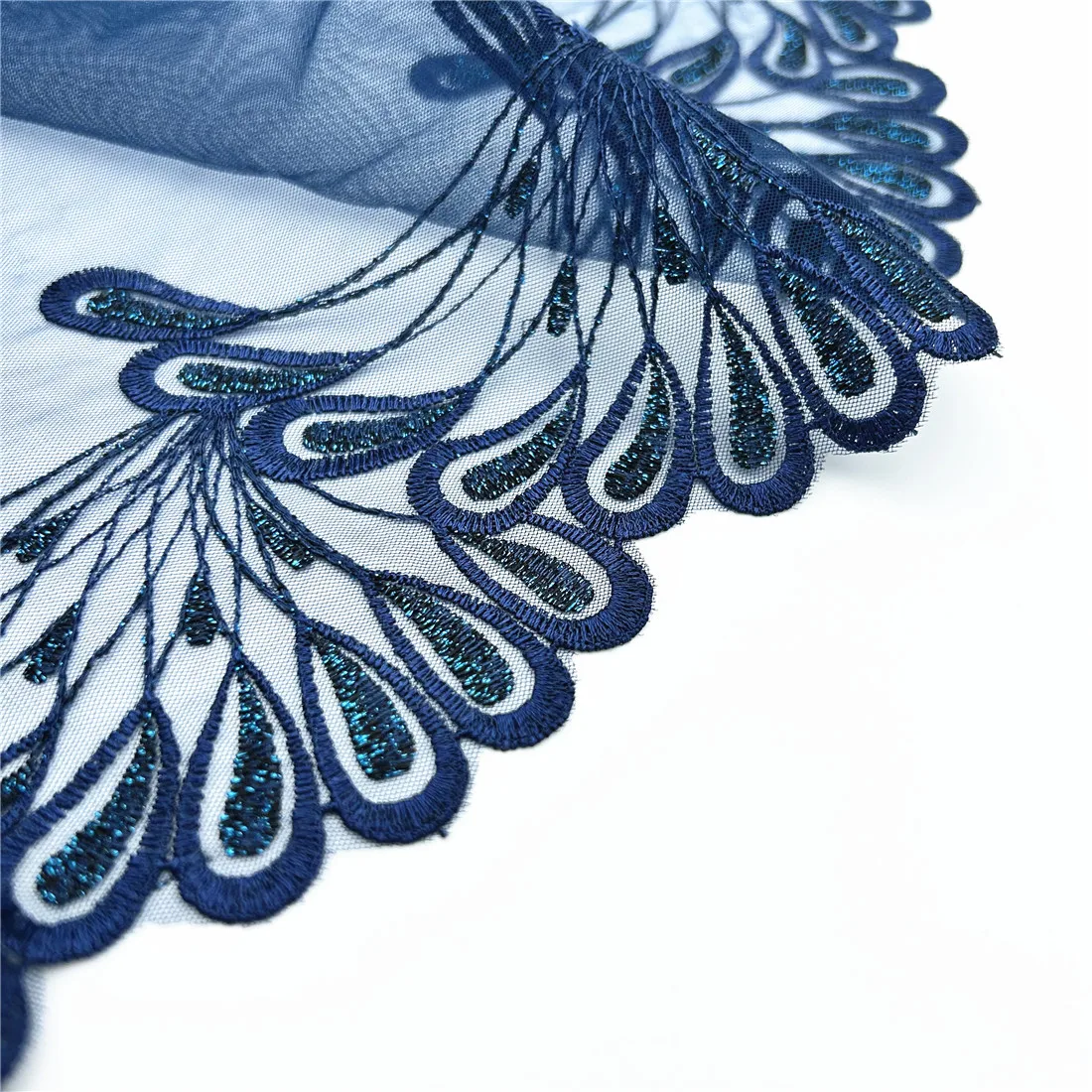 3y/lot 18.50cm Dark Blue Red Shimmer Embroidery Lace Trim Clothing Accessories Dress Sewing Applique Costume Lace Fabric Wedding