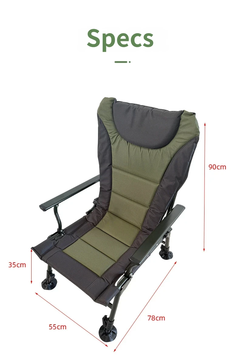 Factory Direct 180 Degree Flat Reclining Fishing Chair with Adjustable Legs Anti Sink Round Feet for Outdoor Use