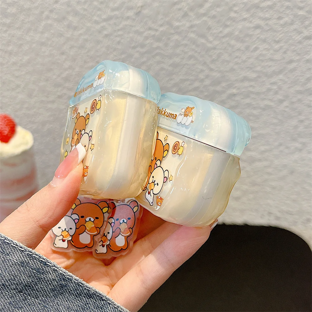 น่ารัก Rilakkuma การ์ตูนหูฟังสําหรับ Apple Airpods 4 3 2 Pro 2 4 Fundas Charm น่ารักซิลิโคนหูฟังป้องกัน