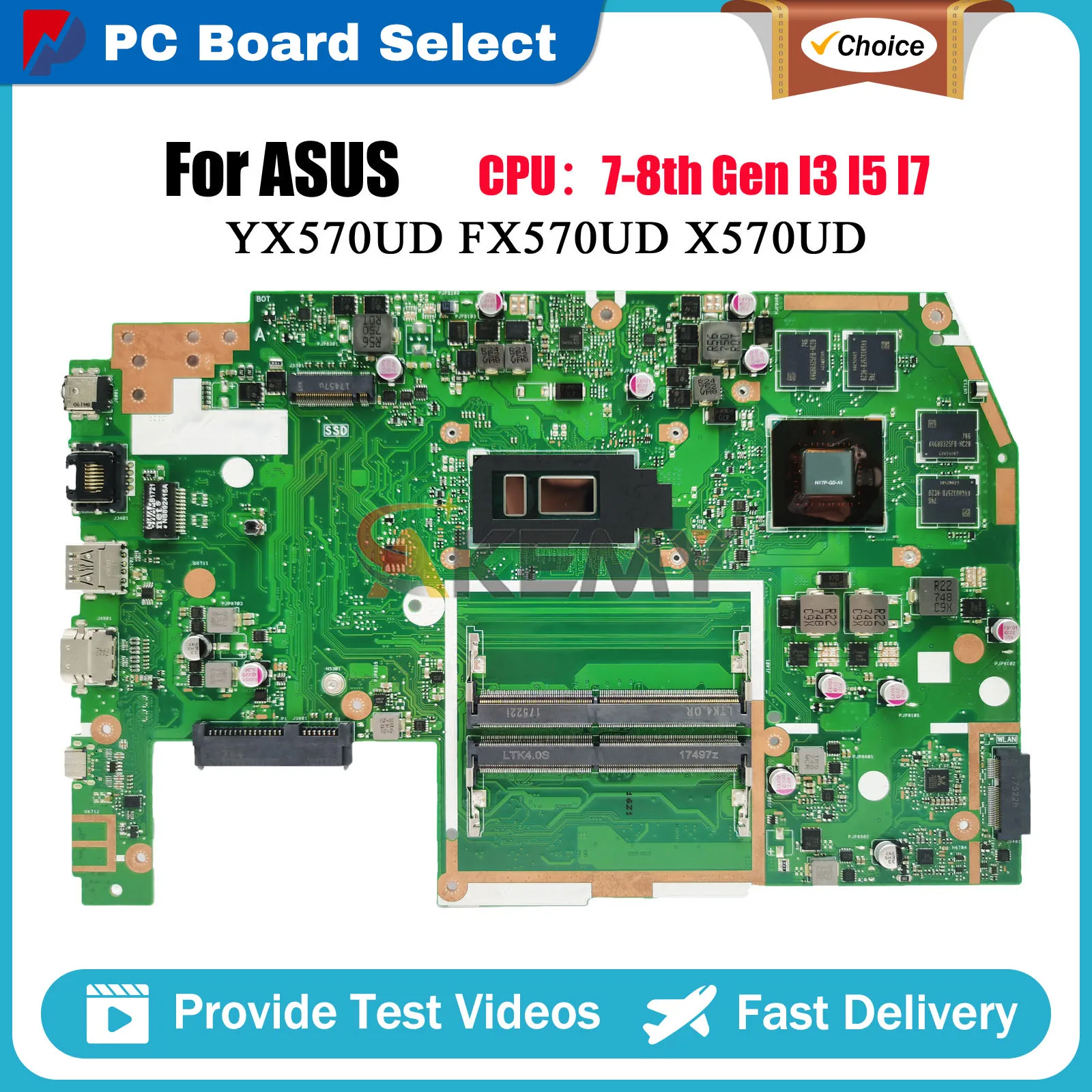 X570UD Laptop Motherboard For ASUS VivoBook X570U X570UD FX570UD YX570UD Notebook Mainboard With I3 I5 I7 CPU 100% Tests OK Stk