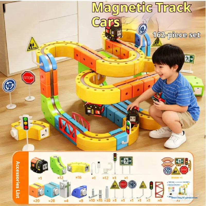 Neue Vielzahl Von Elektrischen Schienen Auto Anti-Schwerkraft Magnetische Zug Kinder Pädagogisches Diy Bausteine Zusammengebauten Weihnachten Spielzeug