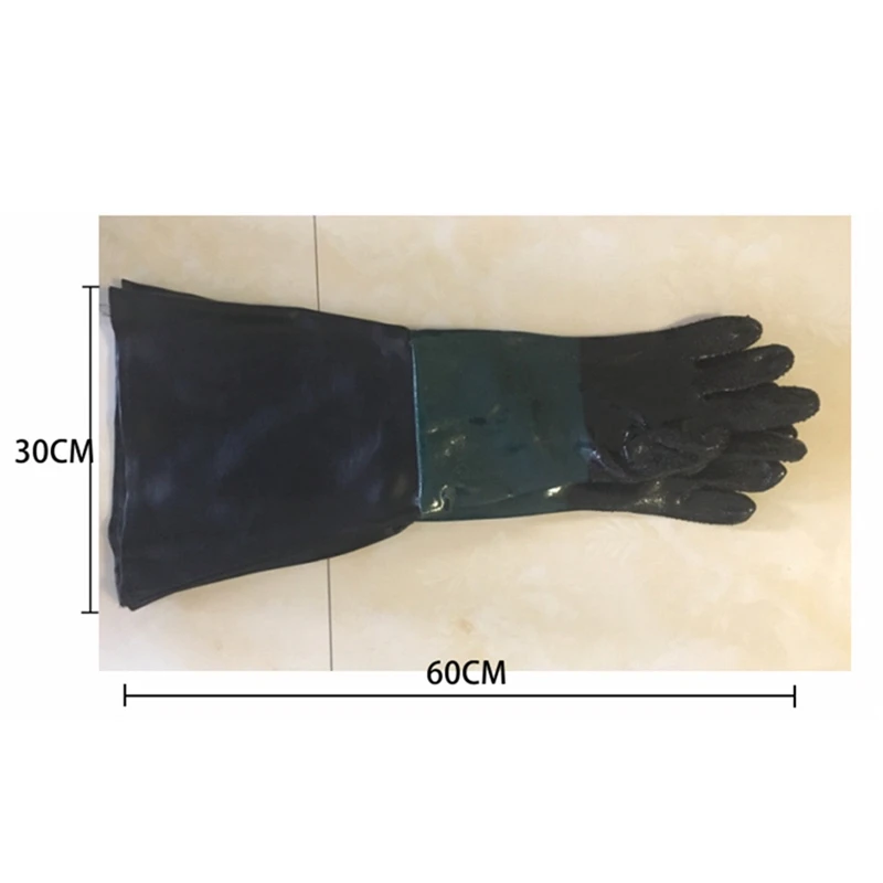 A003 2Pair Durable Rubber Sandblasting Gloves 60Cm Heavy Duty Working Protective Sandblaster Gloves