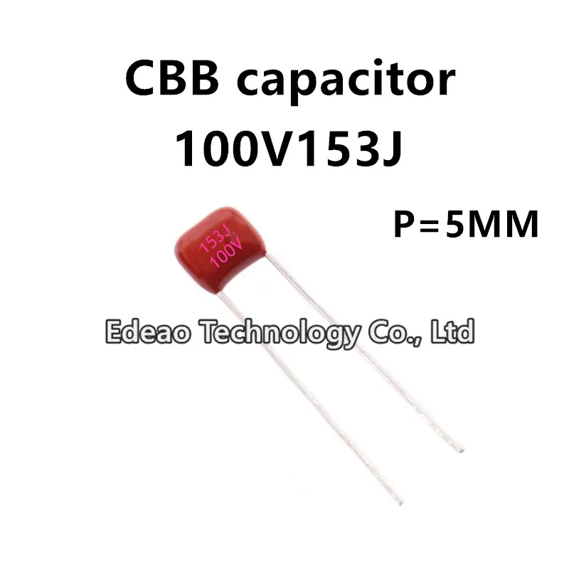 20pcs/lot CBB Capacitor 100V 153J 0.015UF 15NF 153 5% Pitch 5MM P=5 100V153J 153J100V P=5MM