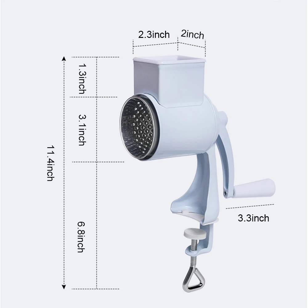 Rotary Grater Food Mills Nut Grinder With 2 Drum Blade for Cheese Grating and Nuts Grinding Vegetable Shredding Fruits Slicer