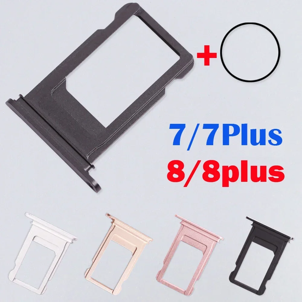 

1set Sim Card Tray + Waterproof Seal Rubber Ring Circle For iPhone 7 8 4.7" & 7 Plus 8plus 5.5" Sim Tray Holder Repair Parts