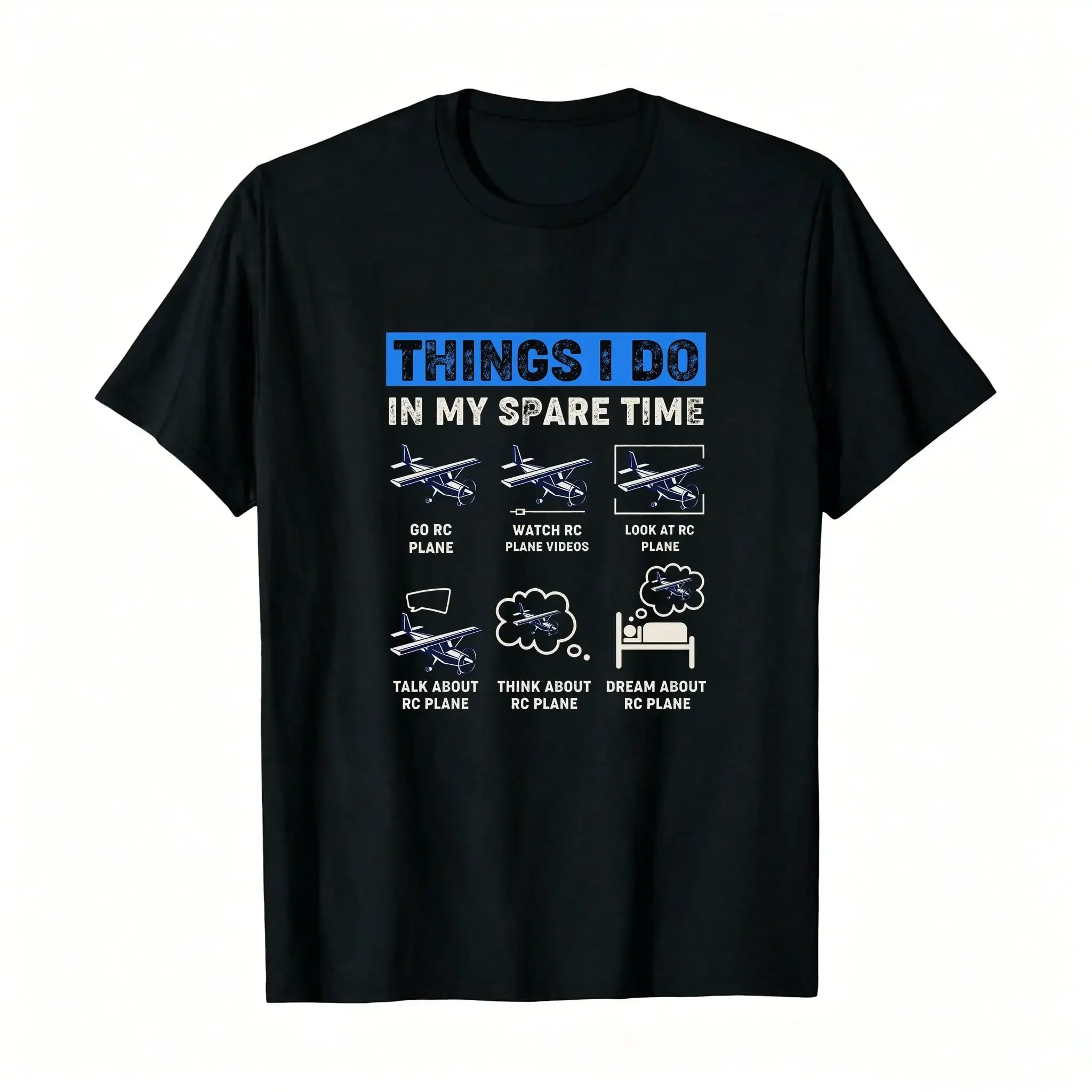 RC Plane Flying Remote Airplane Aircraft Aviation Pilot Pullover  Funny Cool Slogan Pringting Athletic Clic Fit Front Pocket Crew Deck Retro Vintage Subtle Minimal Unisex_,Breathable And Comfortable Short-Sleeved Round-Neck Top, Suitable For All Seasons