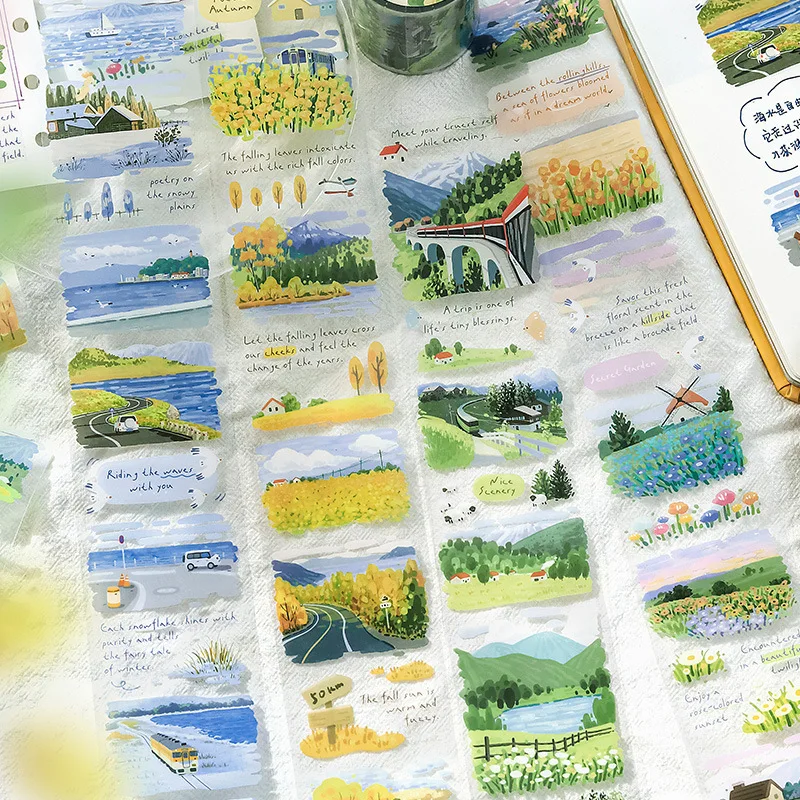 Scenic Series Stickers, Plant Landscape Tape Stickers