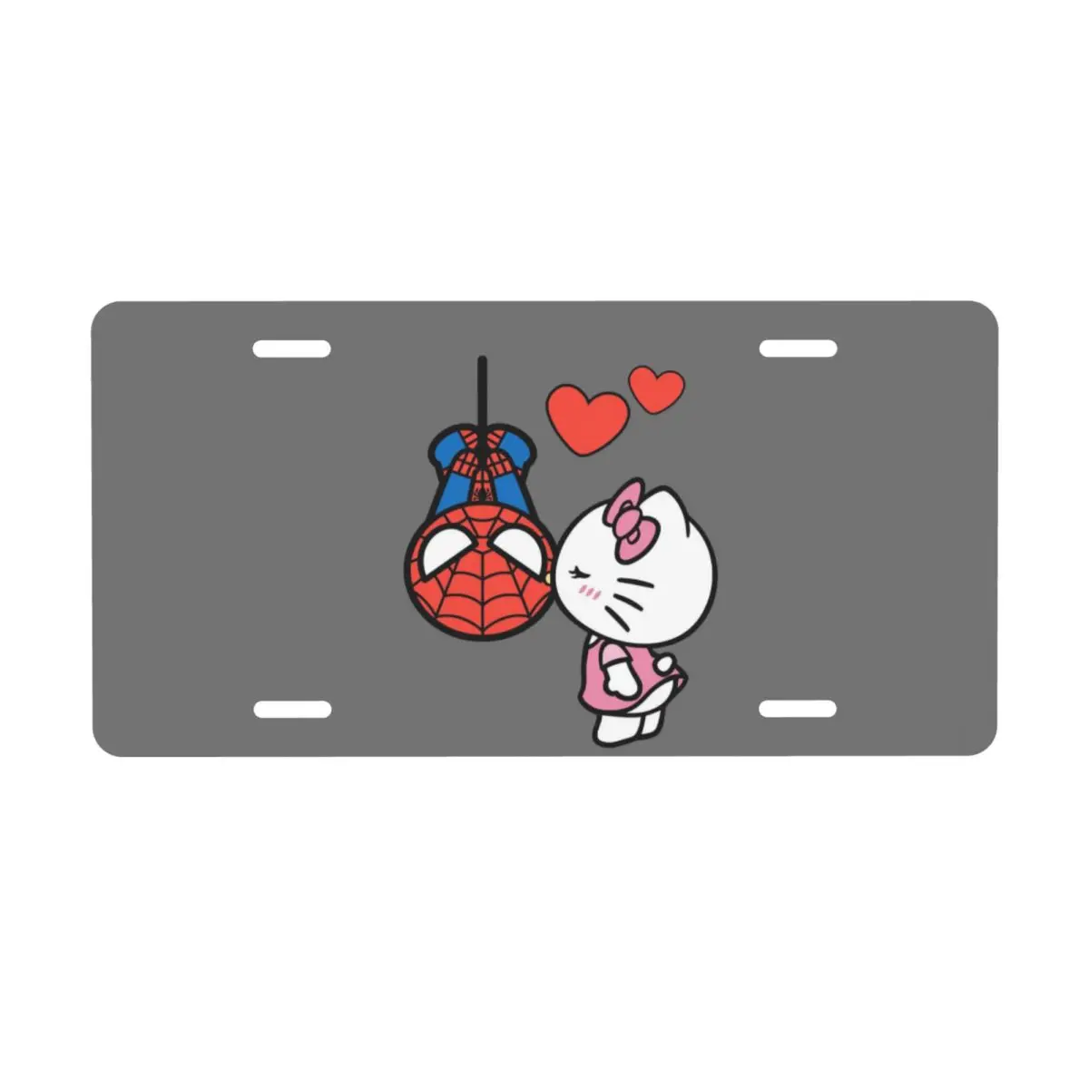 

Custom Hello Kitty Spiderman License Plate Cat Cartoon Decorative Car Front License Plate Cover Aluminum Vanity Tag 6x12 Inch