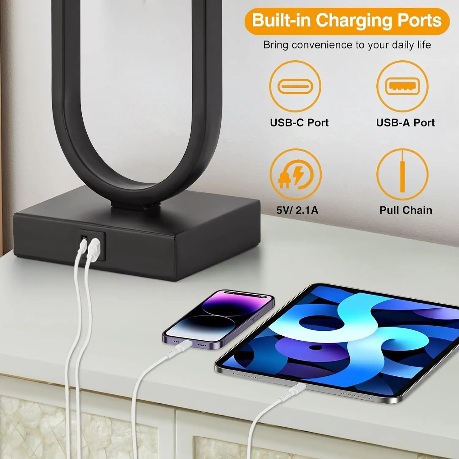 Imagem -02 - Luvkczc-nightstand Lâmpadas Grupo Portas Usb c 24 Lâmpada de Mesa Alta Lâmpadas Led 3000k Abajur de Linho