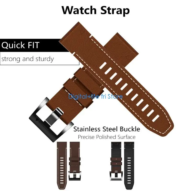 E06D Изысканный кожаный ремешок для часов 26 мм, быстросъемный браслет, стильный ремешок для любителей активного отдыха, для