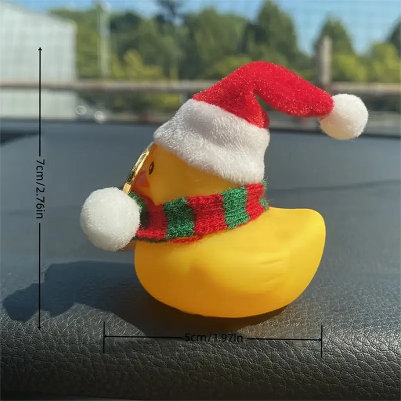 Car Rubber Duck, Yellow Duck Decoration Dashboard with Sun Hat Swim Ring Necklace