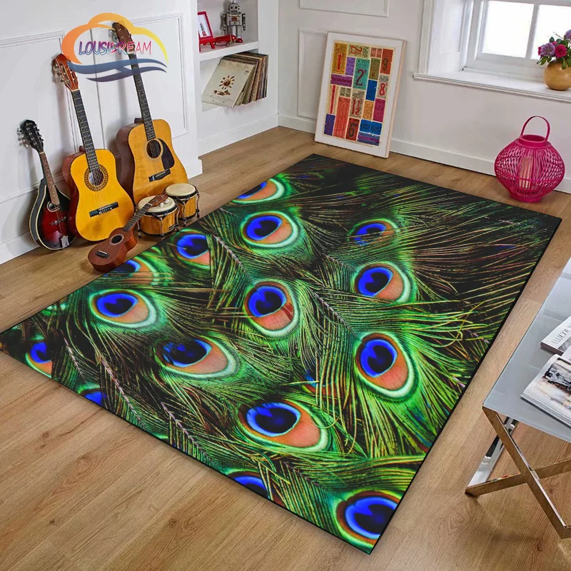 

Peacock feather carpet living room and Bedroom entrance Large area soft 3D Print Fashion decoration mat
