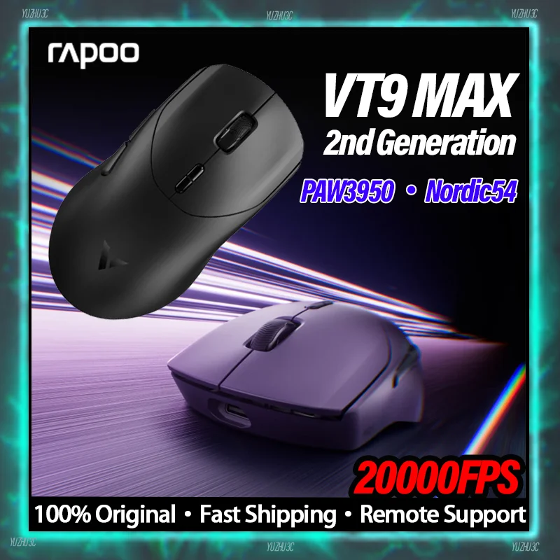 

Игровая мышь RAPOO VT9 Max Gen2, 2,4 г, 8000 Гц, частота заката, 20000 кадров в секунду, полномощная, для киберспорта, точность прошивки, отслеживание, легкий вес 53 г