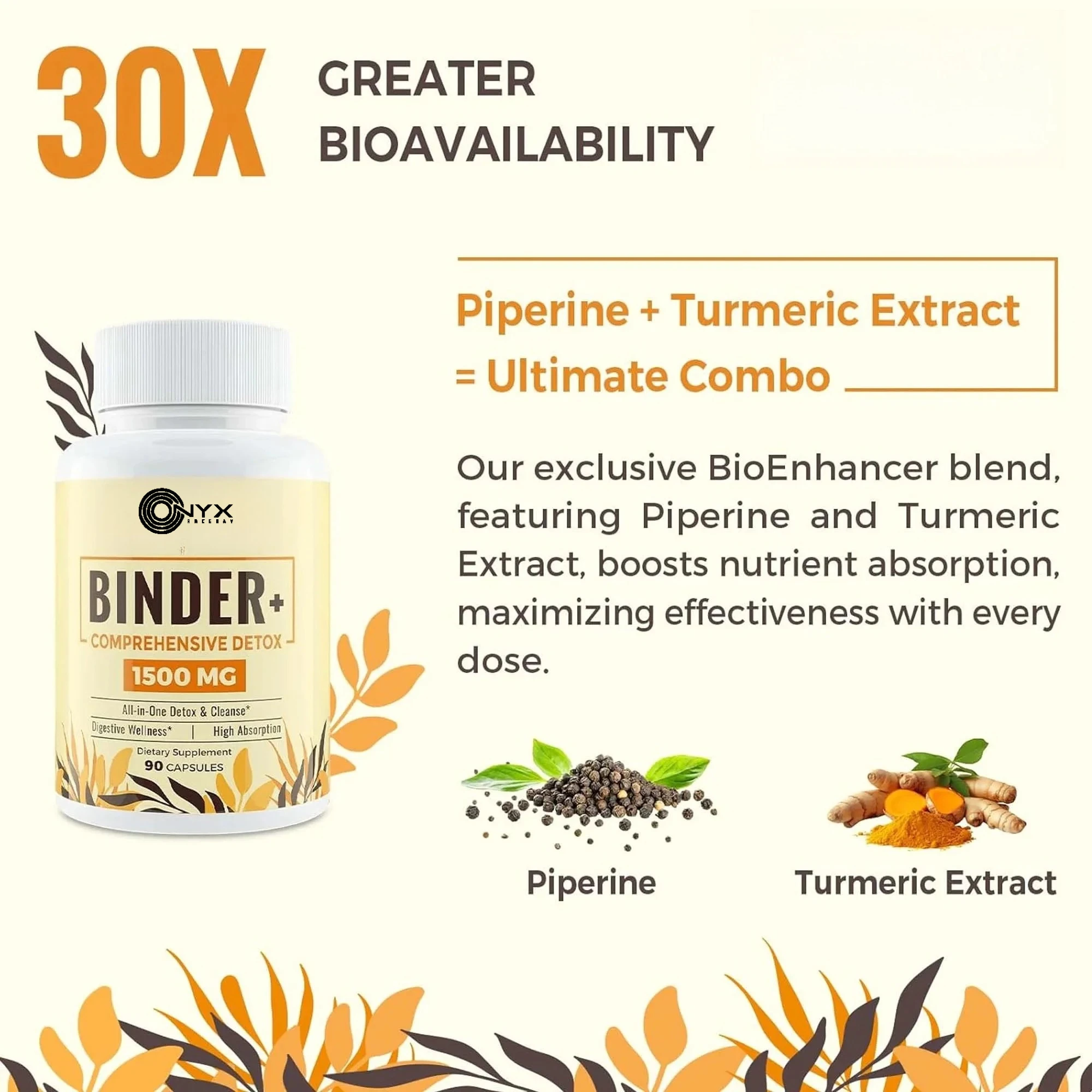 Detox Binder Supplement – Liver & Gut Detox Cleanse, Toxin Flush, Digestive, Max Absorption, Activated Charcoal