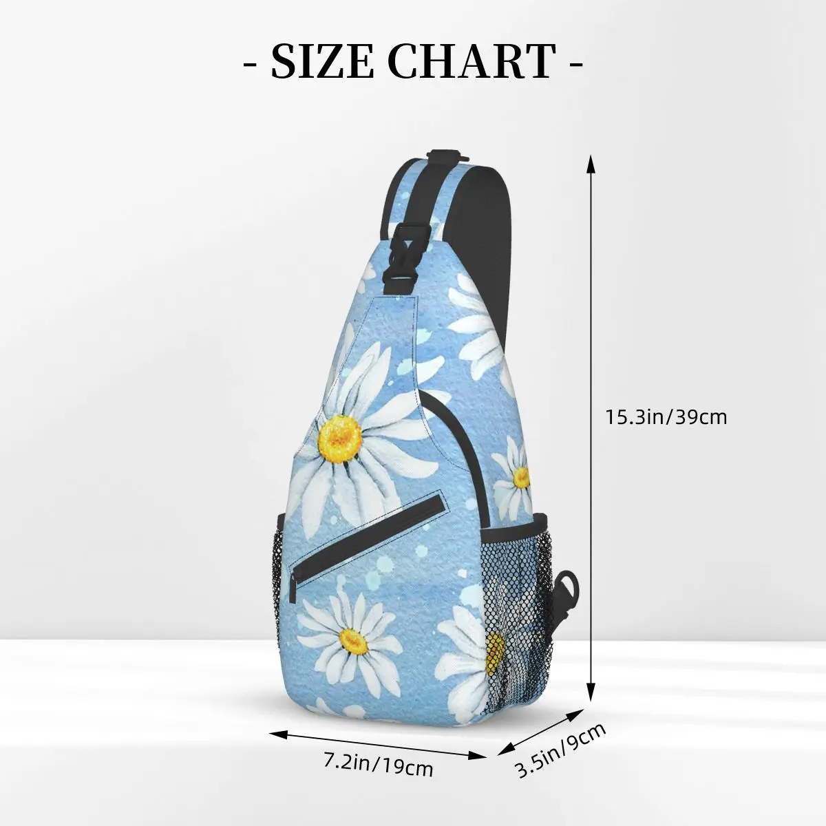 Mochila con estampado de margaritas y flores para deportes al aire libre, morral con estampado Floral para el pecho, bandolera para el hombro