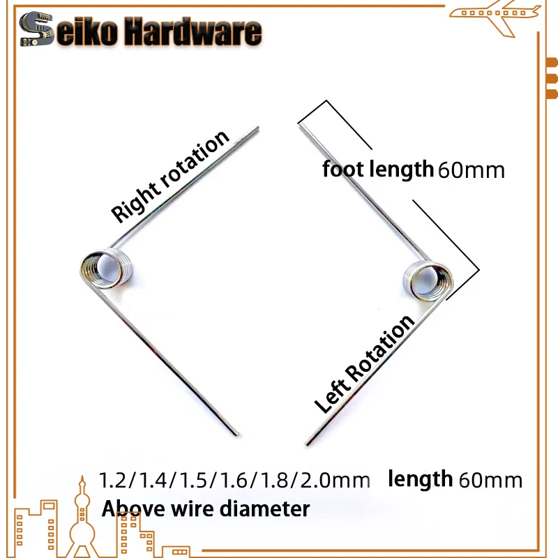 5PCS Wire diameter 1.5mm Left Rotation Spring left Torsion Spring Return And Reset V-shaped Spring laps1/2/3/4/5lap 304SUS