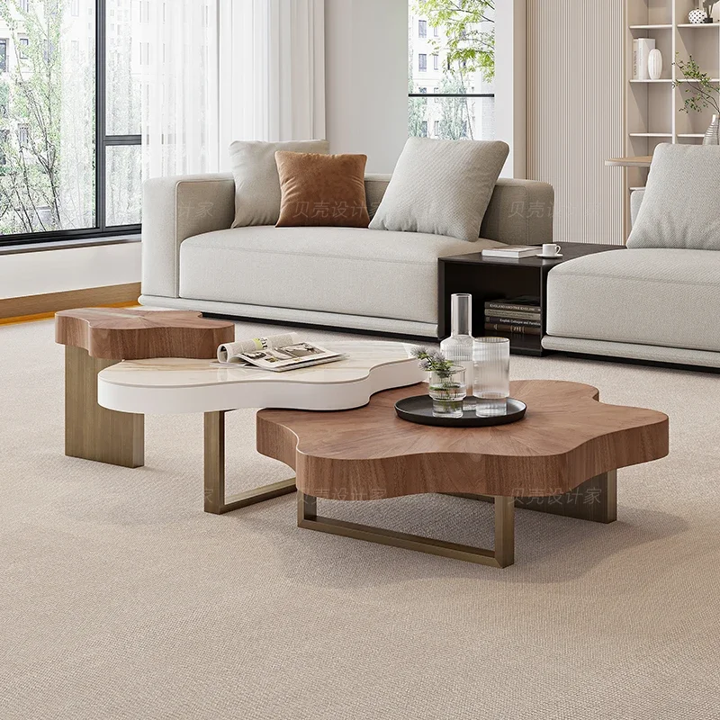 Customized cream Fengyun solid wood coffee table irregular Italian living room creativity online celebrity simple modern