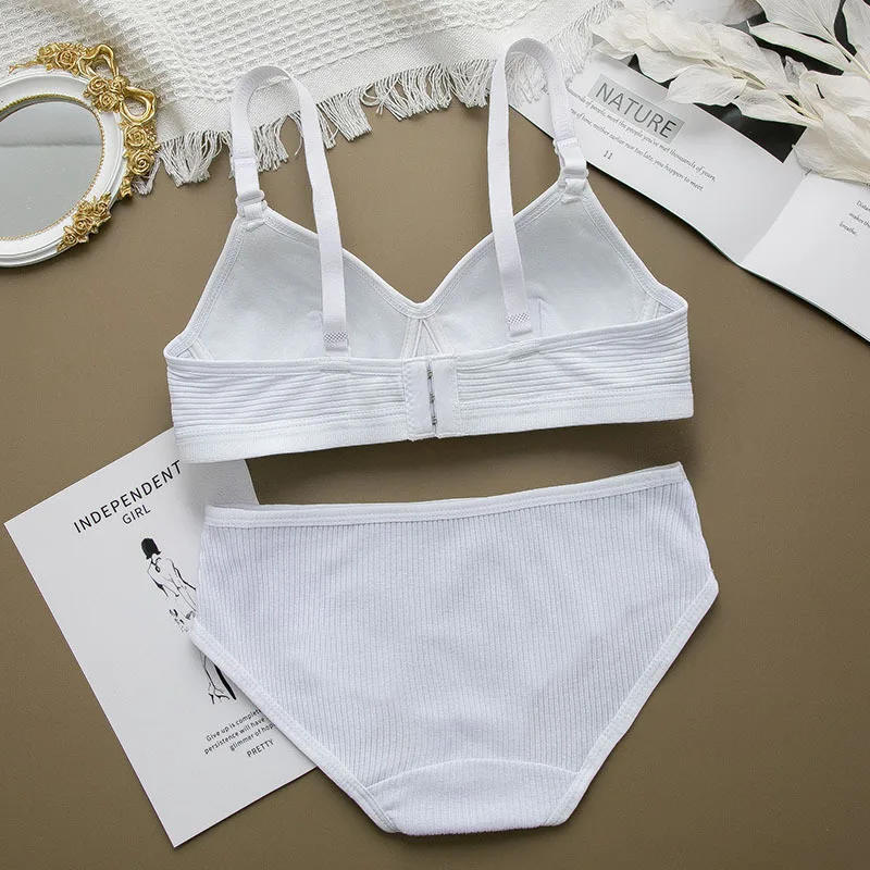 2 pz/set donne reggiseno senza cuciture mutandine Set Sexy Stretch reggiseno sportivo perizoma slip stile Panty Bralette Crop Top Intimates Lingerie