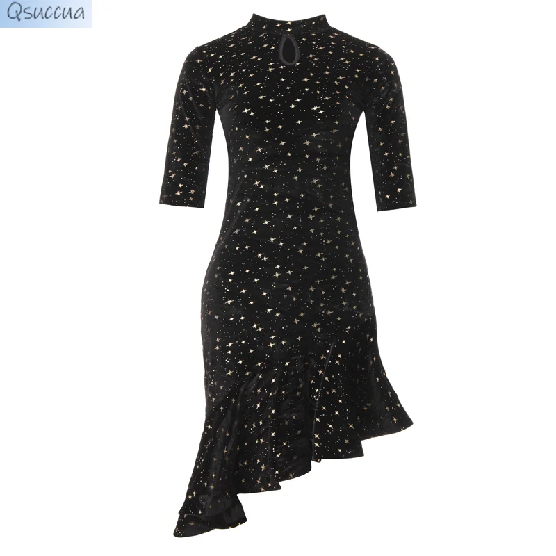 The New Latin Dance Costume Adult Velvet Cha Cha Dance Dress Performance Practice Dance Costume Can Be Autumn And Winter