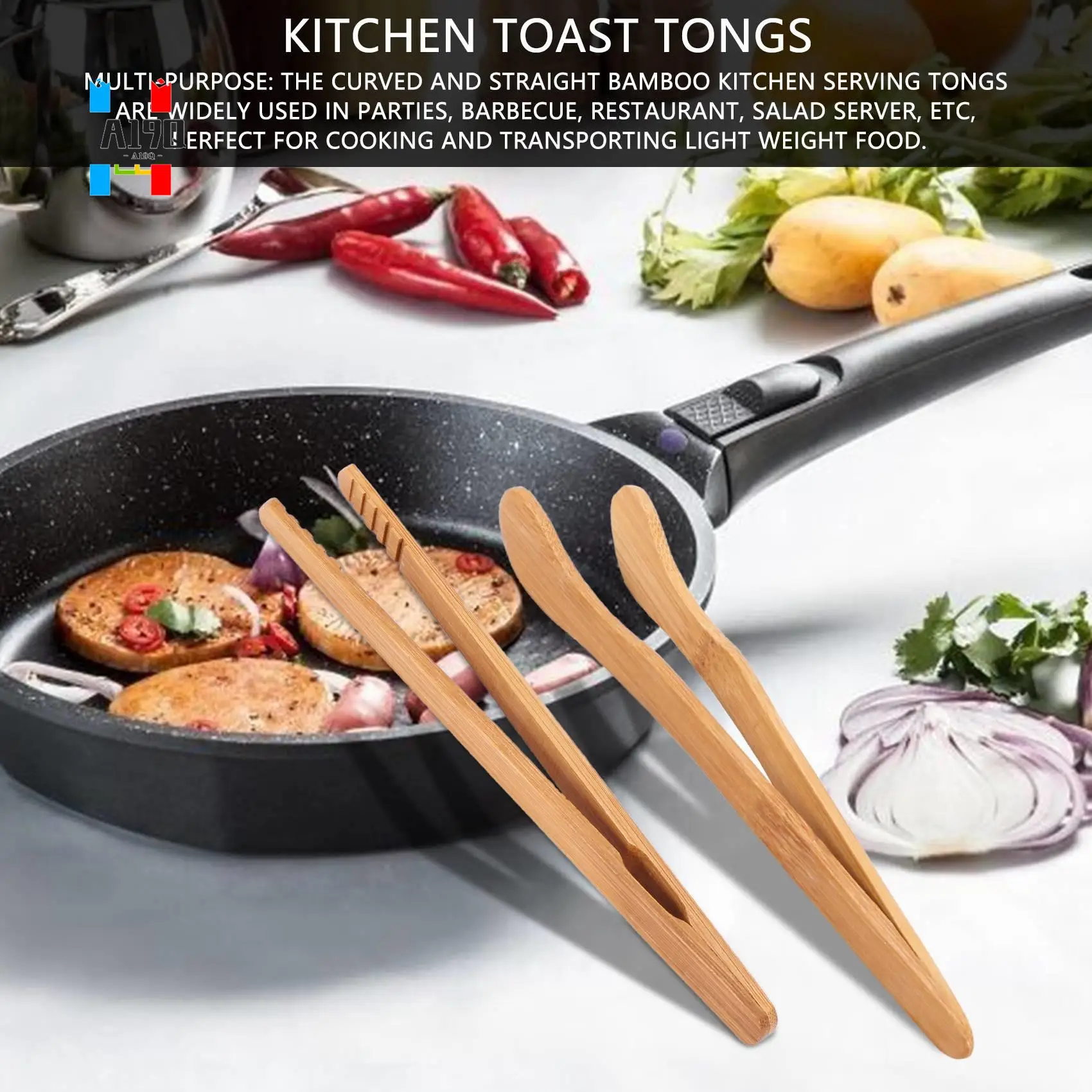 

A19Q-12PCS Bamboo Toaster Tongs, 7 Inch Wood Kitchen Tongs, Reusable Wood Cooking Tongs, For Toast, Cooking, Bread, Fruit Tea