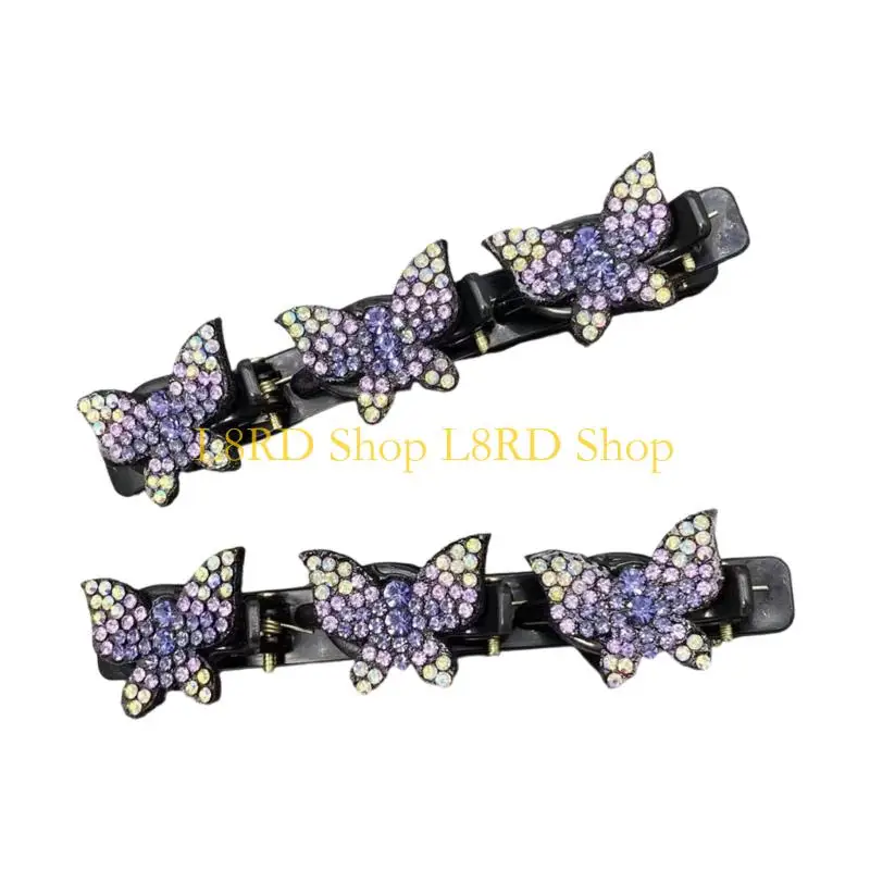 L8RD 1Pair Practical Rhinestones Hair Clip Slip Resistant Grip For Bangs Side Hair Styling Practical Resin Hair Accessories