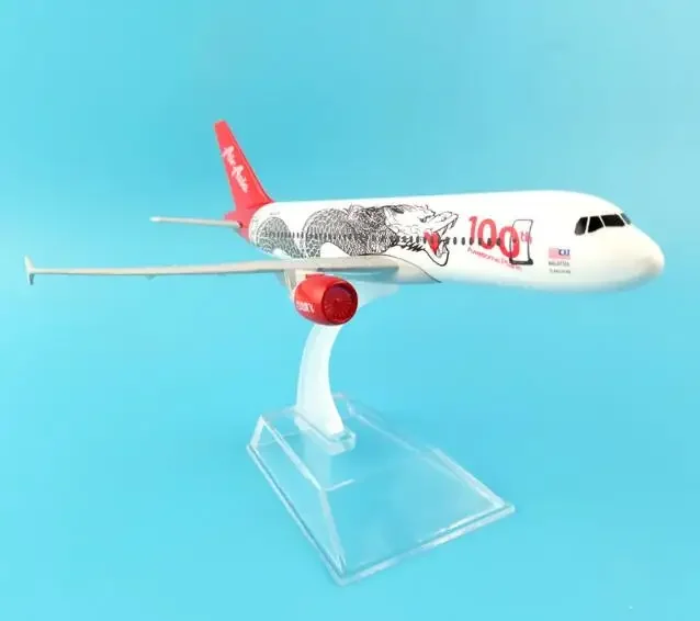 NEW 16cm Asian Air Asia Plane Model Airbus 320 A320 100th Dragon Airlines Alloy Airplane Model w Stand Kids Gift Collections