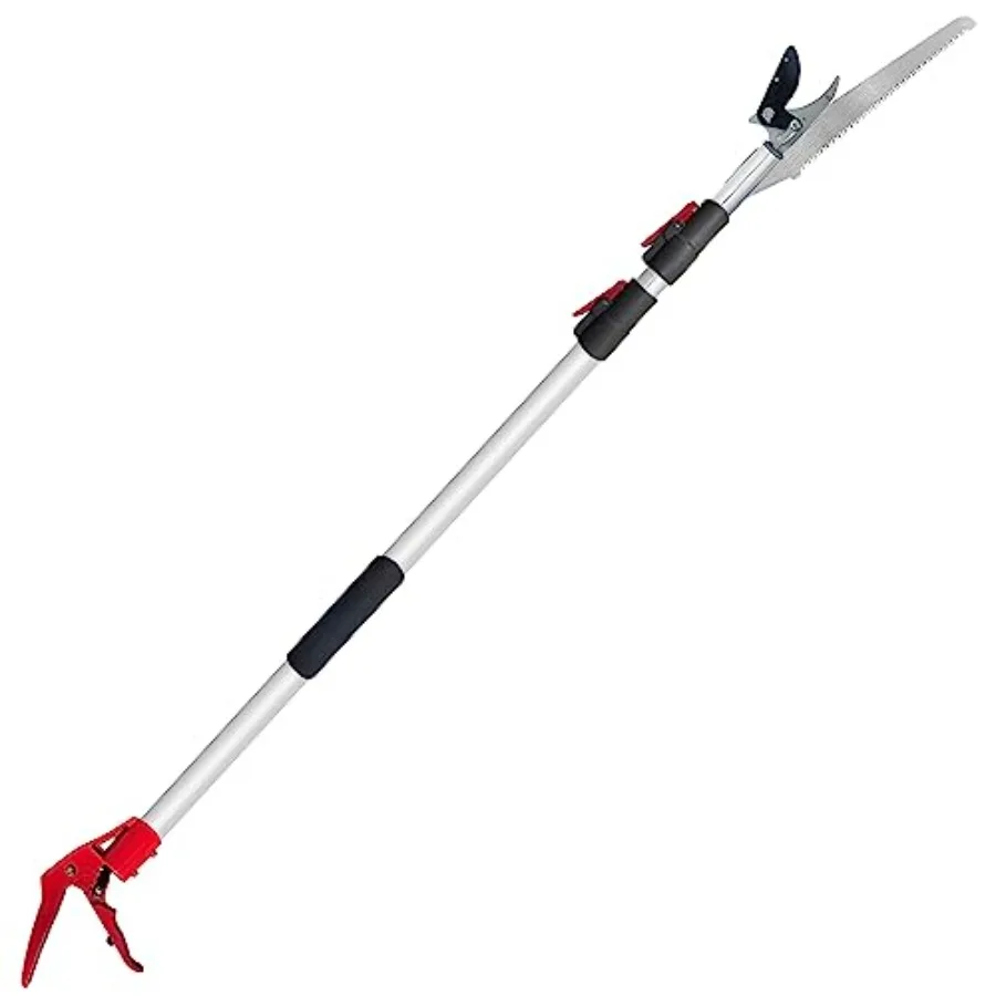 

Telescopic Tree Trimmer 4.5-10 FT with 3 Section Length Adjustable Cut and Hold Pruner Pole Saw Extendable Long Handle Fruit Pi