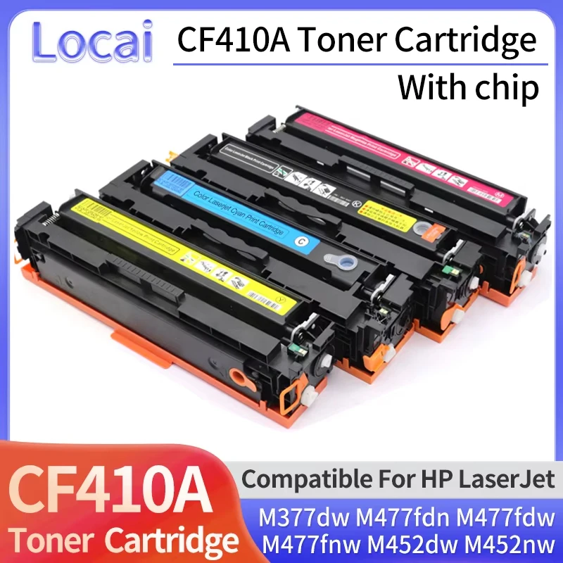 HP 레이저젯 MFP 프린터용 호환 토너 카트리지, CF410A, CF411A, CF412A, CF413A, M377dw, M477fdn, M477fdw, M477fnw, M452dw, M452nw